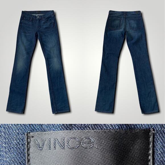 VINCE DARK PREPPY PREMIUM SEXY SKINNY DENIM BLUE JEANS SMALL 25 - Picture 1 of 7